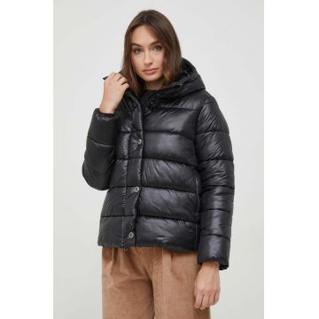 Sisley geaca femei, culoarea negru, de iarna