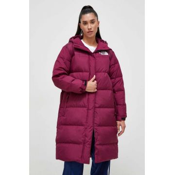 The North Face geaca de puf femei, culoarea bordo, de iarna