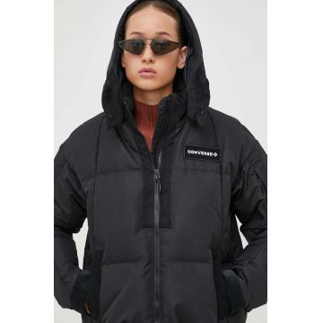 Converse geaca de puf femei, culoarea negru, de iarna, oversize