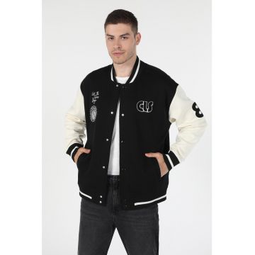 Jacheta varsity regular fit cu detalii brodate