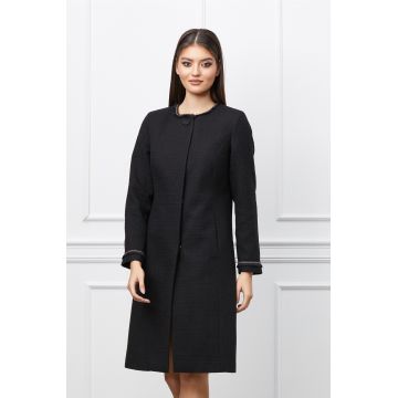 Pardesiu Leonard Collection negru din tweed