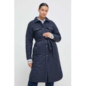 Pepe Jeans geaca Nash femei, culoarea albastru marin, de tranzitie