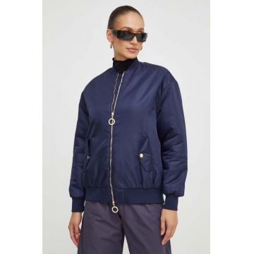 Silvian Heach geaca bomber femei, culoarea albastru marin, de tranzitie