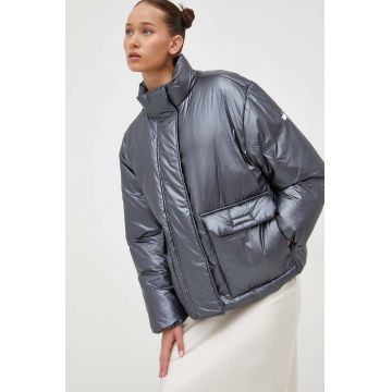Tommy Jeans geaca femei, culoarea gri, de iarna, oversize