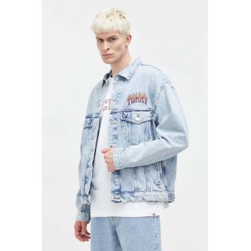 Tommy Jeans geaca jeans barbati, de tranzitie, oversize