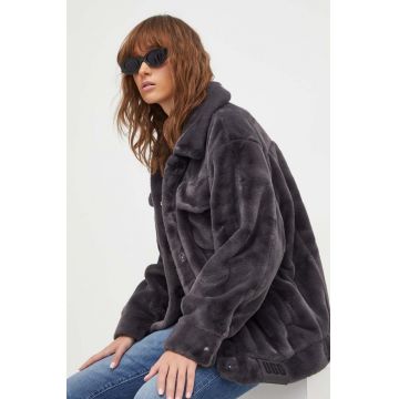 UGG geaca femei, culoarea gri, de tranzitie