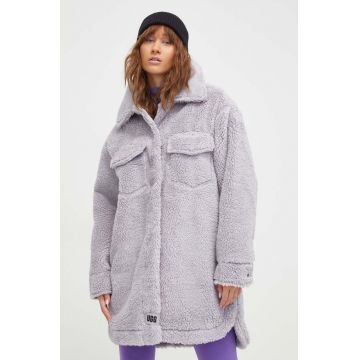 UGG geaca femei, culoarea violet, de tranzitie, oversize