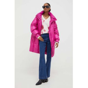 Answear Lab geaca femei, culoarea roz, de iarna, oversize