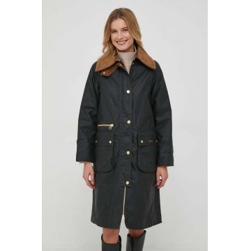 Barbour geaca femei, culoarea verde, de tranzitie, oversize