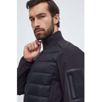 Boss Green geaca BOSS GREEN barbati, culoarea negru, de tranzitie