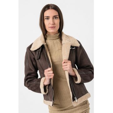 Jacheta cu captuseala de blana shearling sintetica Merlin