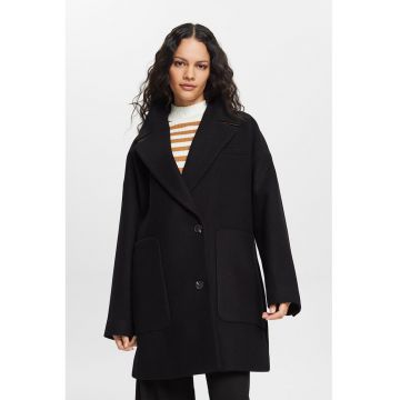 Palton lejer din amestec de lana - Negru
