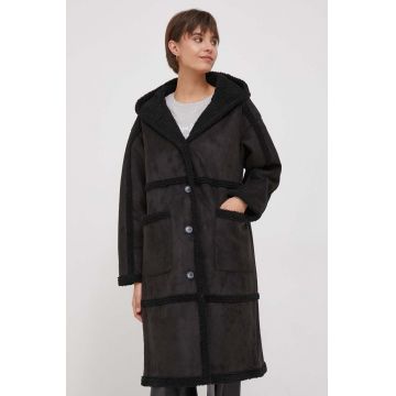 Pepe Jeans geaca femei, culoarea negru, de tranzitie, oversize