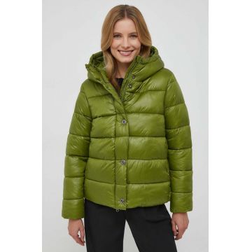 Sisley geaca femei, culoarea verde, de iarna