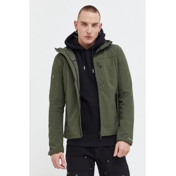 Superdry geaca barbati, culoarea verde, de tranzitie