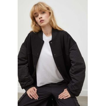 2NDDAY jacheta bomber din amestec de lana culoarea negru, de tranzitie, oversize