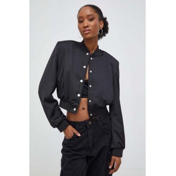 Answear Lab geaca bomber femei, culoarea negru, de tranzitie