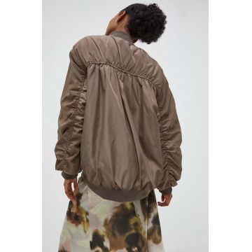 Answear Lab geaca bomber femei, culoarea verde, de tranzitie, oversize