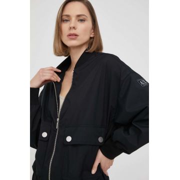 Armani Exchange geaca bomber femei, culoarea negru, de tranzitie