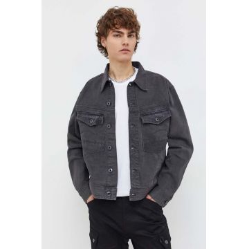 G-Star Raw geaca jeans barbati, culoarea gri, de tranzitie