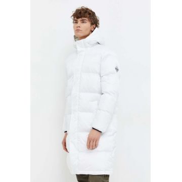 Hollister Co. geaca barbati, culoarea alb, de iarna