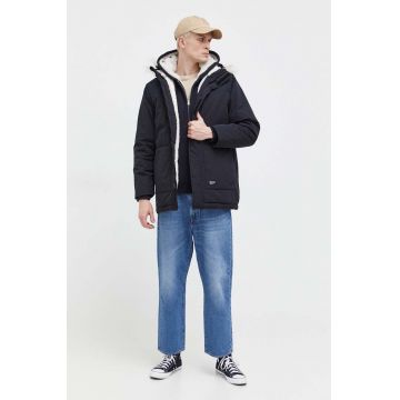 Hollister Co. geaca barbati, culoarea negru, de iarna