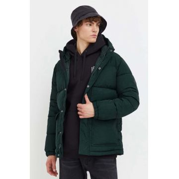 Hollister Co. geaca barbati, culoarea verde, de iarna