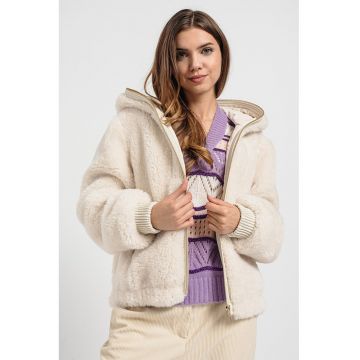 Jacheta de blana sherpa cu fermoar