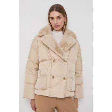 Luisa Spagnoli geaca de puf femei, culoarea bej, de iarna, oversize