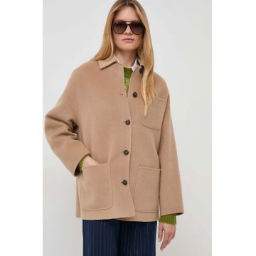 MAX&Co. geacă cu aspect de cămașă culoarea maro, de tranzitie, oversize