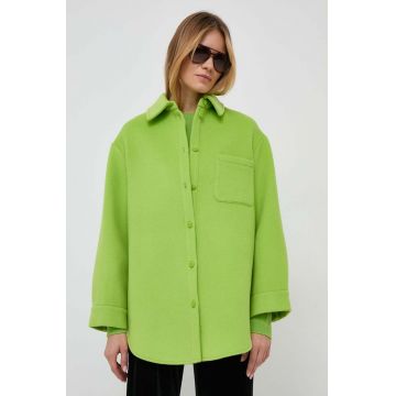 MAX&Co. geacă cu aspect de cămașă x Anna Dello Russo culoarea verde, de tranzitie, oversize MAX&Co. geacă cu aspect de cămașă x Anna Dello Russo culoarea verde, de tranzitie, oversize