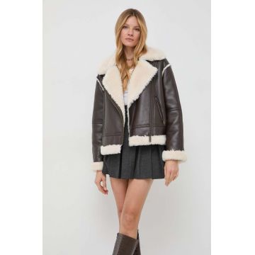 MAX&Co. geaca femei, culoarea maro, de tranzitie, oversize