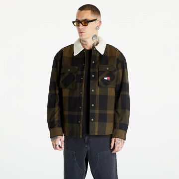 Tommy Jeans Check Sherpa Lin Overshirt Green