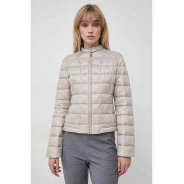 Trussardi geaca femei, culoarea bej, de tranzitie