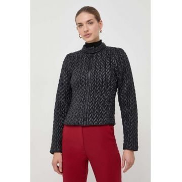 Trussardi geaca femei, culoarea negru, de tranzitie