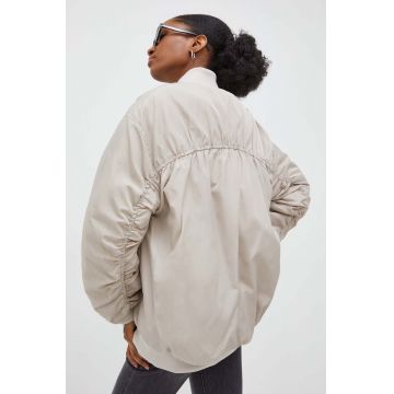 Answear Lab geaca bomber femei, culoarea bej, de tranzitie, oversize