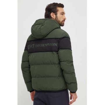 EA7 Emporio Armani geaca barbati, culoarea verde, de iarna