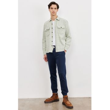 Jacheta-camasa supradimensionata cu model in carouri - Verde pal