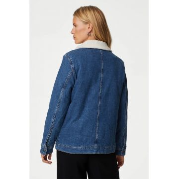 Jacheta din amestec de lyocell cu captuseala de blana shearling sintetica