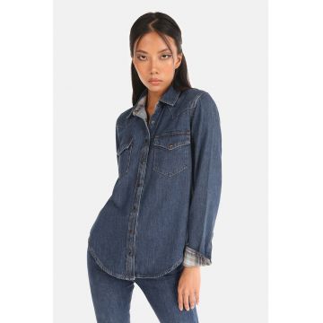Jacheta din denim cu buzunare aplicate