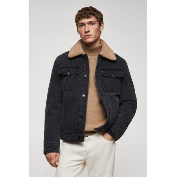 Jacheta din denim cu captuseala de blana shearling sintetica Wasp