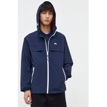 Tommy Jeans geaca barbati, culoarea albastru marin, de tranzitie