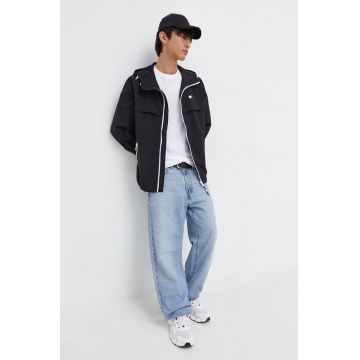 Tommy Jeans geaca barbati, culoarea negru, de tranzitie