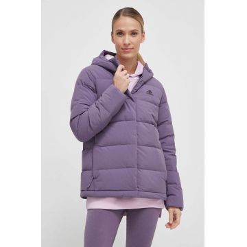 adidas geaca de puf femei, culoarea violet, de iarna