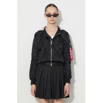 Alpha Industries geacă bomber Alpha Industries MA-1 Hooded Wmn 126003 373 femei, culoarea negru, de tranziție 126003.373-black