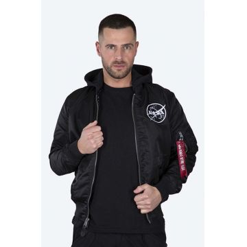 Alpha Industries geacă bomber cu două fețe MA-1 LW HD NASA Glow Rev barbati, culoarea negru, de tranzitie 116106.03-black
