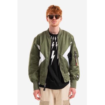 Alpha Industries geacă bomber cu două fețe x Neil Barrett MA-1 bărbați, culoarea verde, de tranziție 106120.01-green