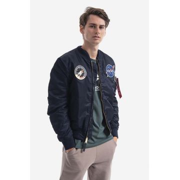 Alpha Industries geacă bomber MA-1 VF NASA LP bărbați, culoarea bleumarin, de tranziție 166107LP.07-navy