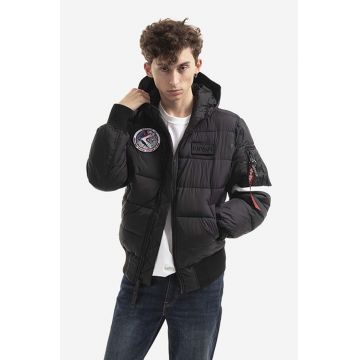 Alpha Industries geacă Hooded Puffer Fd Nasa barbati, culoarea negru, de iarna 198121.03-black