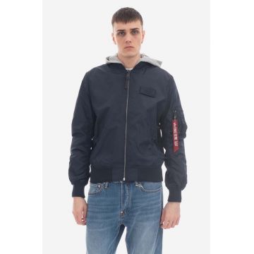 Alpha Industries geacă MA-1 TT Hood BP Ref. 106103 07 barbati, culoarea albastru marin, de tranzitie 106103.07-navy